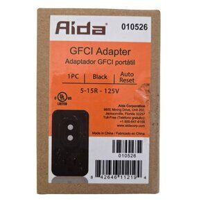 GFCI Adapter 15 AMP Single Outlet Grounded 3-Prong Indoor Use, Auto Reset NEW
